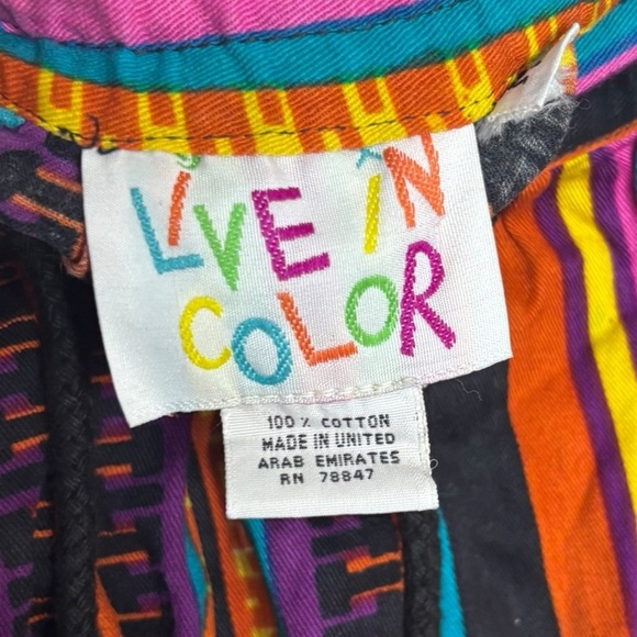 NWT VTG Woodstock 80s Live in Color Colorful Cotton Stripped Shorts Size Medium - Picture 5 of 11